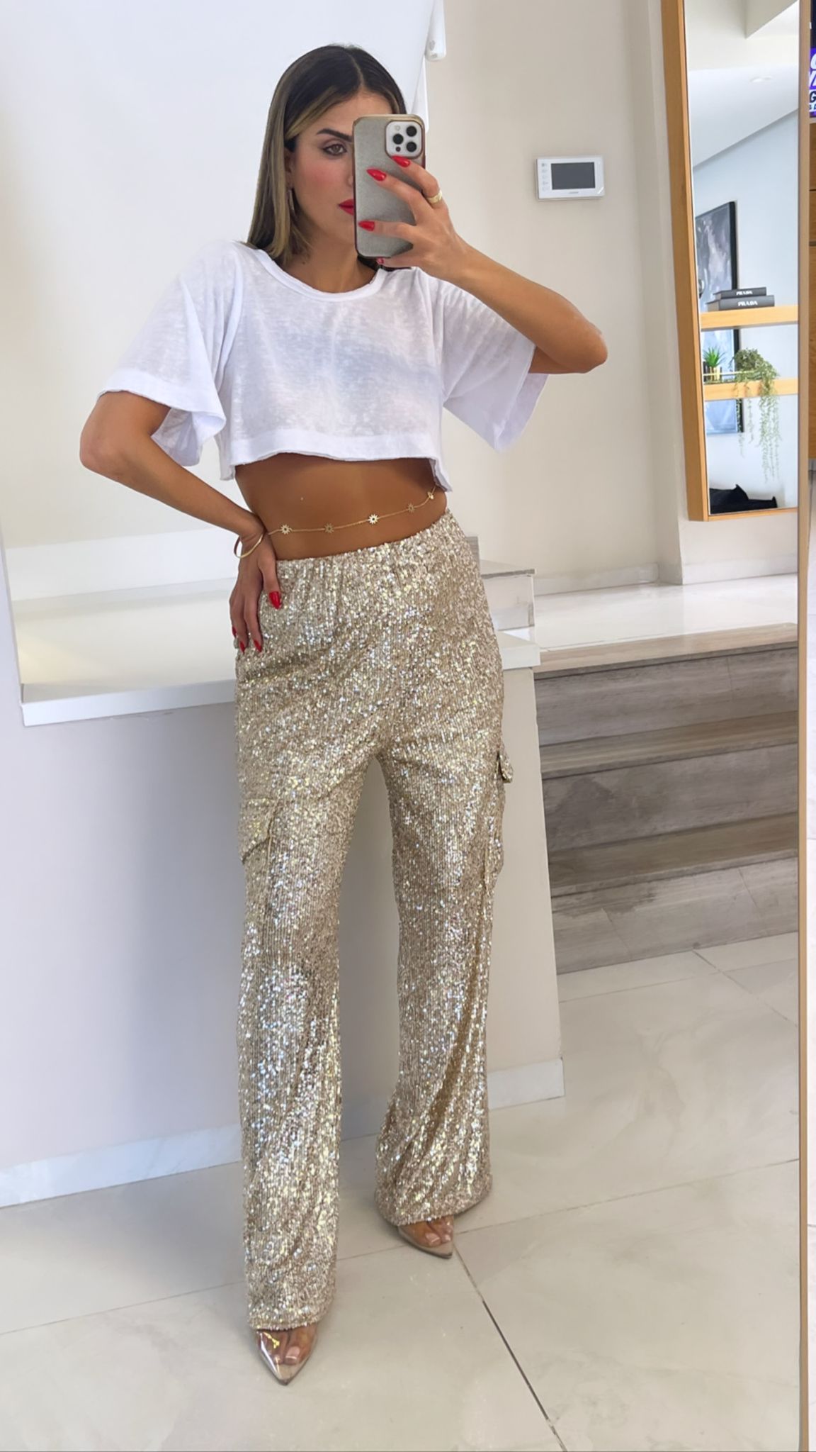 מכנס פייטים זהב